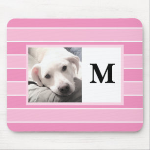 Rosa Streifen Custom Initial One Foto Niedlich Dog Mousepad