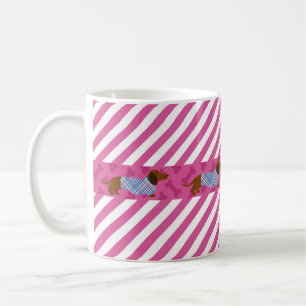 Rosa Streifen-Dackel-Tasse Kaffeetasse