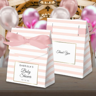 Rosa Streifen Elegant Gold Baby Shower Geschenkschachtel