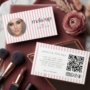 Rosa Streifen Foto MUA QR-Code Social Icons Visitenkarte
