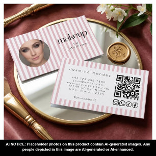 Rosa Streifen Foto MUA QR Code Soziale Icons B Visitenkarte