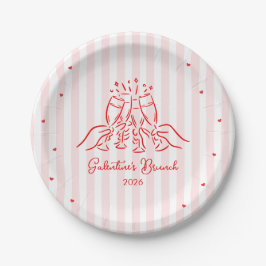 Rosa Streifen Galentine's  Pappteller