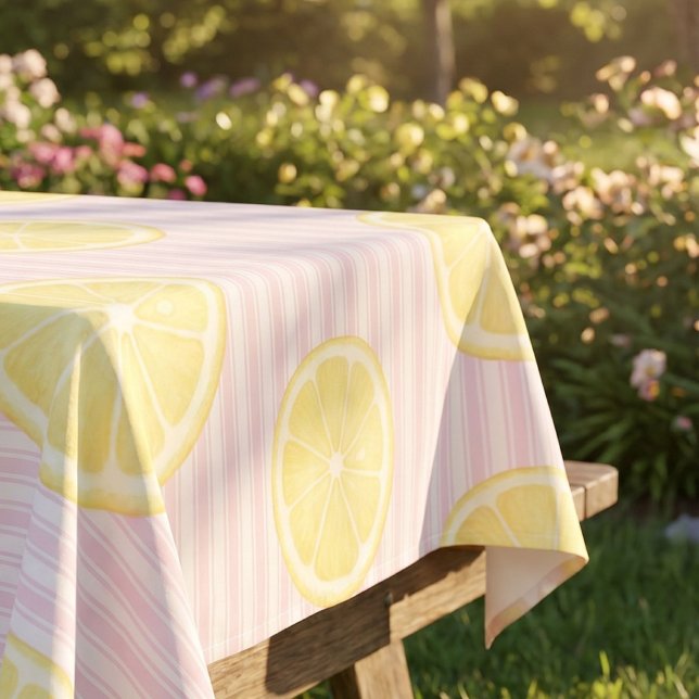 Rosa Streifen Gelbe Zitrone  Tischdecke (Von Creator hochgeladen)