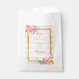 Rosa Streifen Gold Rahmen Blume Hochzeit Geschenktütchen