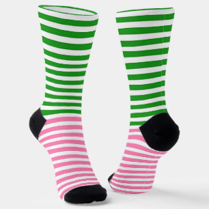 Rosa Streifen Grüne Streifen Horizontal Socken