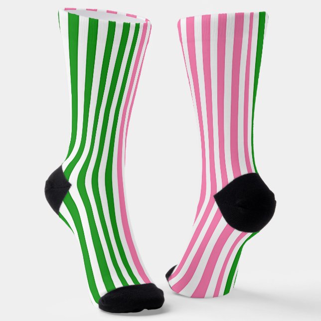 Rosa Streifen Grüne Streifen Socken (Gewinkelt)