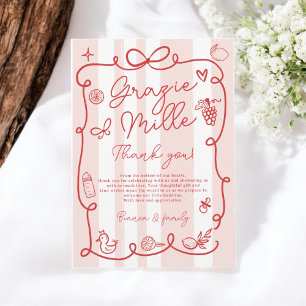 Rosa Streifen Italienisch angehauchte Kinderdusche Dankeskarte