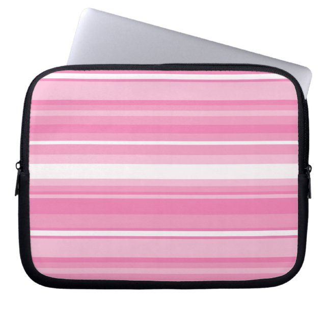 Rosa Streifen Laptopschutzhülle (Vorderseite)