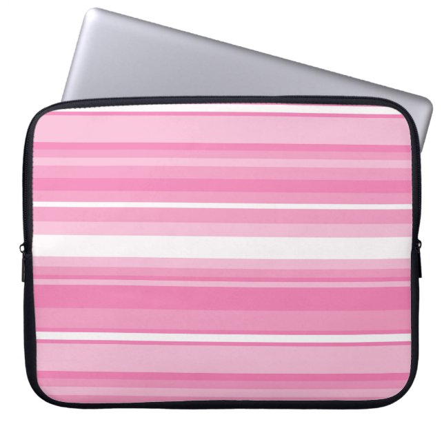 Rosa Streifen Laptopschutzhülle (Vorderseite)