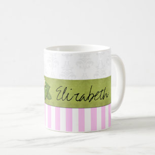 Rosa Streifen, Linien, Streifen, Ihr Name Kaffeetasse