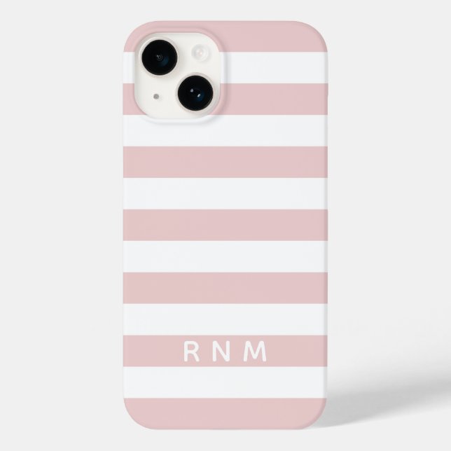 Rosa Streifen mit Name oder Monogramm Set 14 Case-Mate iPhone Hülle (Rückseite)
