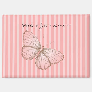 Rosa Streifen mit Schmetterling Magnet