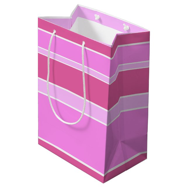 Rosa Streifen Mittlere Geschenktüte (Rückseite Schrägansicht)