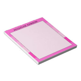 Rosa Streifen Moderne und feminine Monogrammbezeic Notizblock