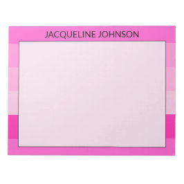 Rosa Streifen Moderne und feminine Monogrammbezeic Notizblock