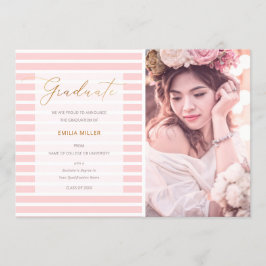 Rosa Streifen Modernes Abschluss Foto Ankündigung