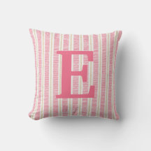 Rosa Streifen Monogram Letter Throw Kissen