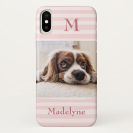 Rosa Streifen Monogramm Foto Personalisiert Case-Mate iPhone Hülle