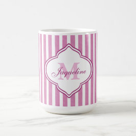 Rosa Streifen-Monogramm Tasse
