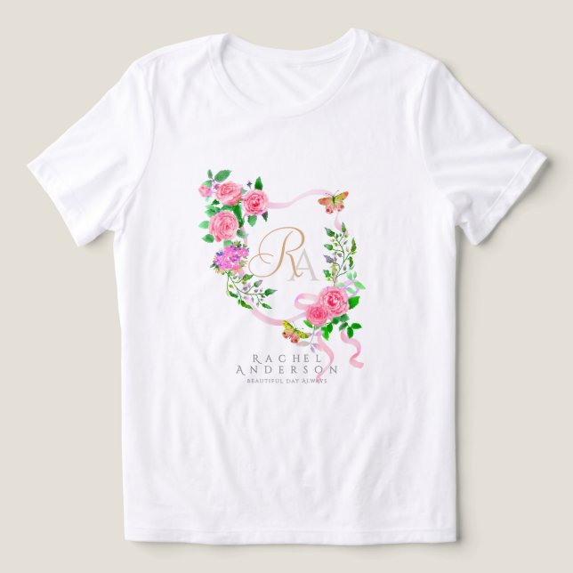 Rosa-Streifen-Multigramm Tri-Blend Shirt (Design Vorderseite)