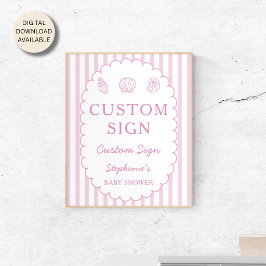 Rosa Streifen Muschel Baby Shower Individuelles Sc Poster