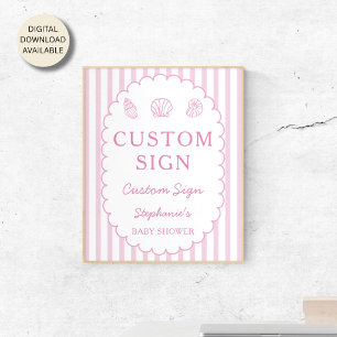 Rosa Streifen Muschel Baby Shower Individuelles Sc Poster