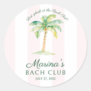 Rosa Streifen Palm Beach Bach Club Junggesellinnen Runder Aufkleber