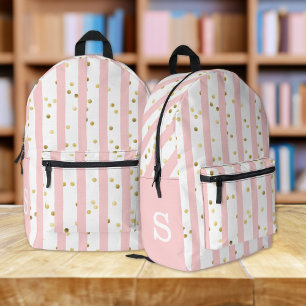 Rosa Streifen, Punkte und Monogramm des niedlichen Bedruckter Rucksack