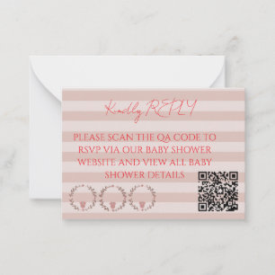 Rosa Streifen QR Code RSVP Mitteilungskarte