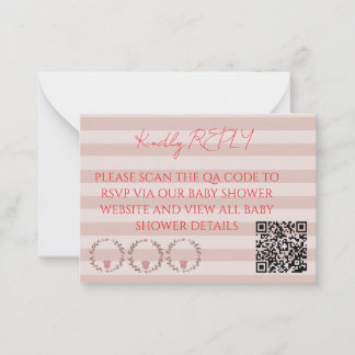 Rosa Streifen QR Code RSVP Mitteilungskarte