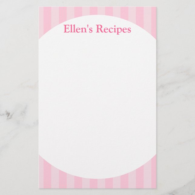 Rosa Streifen Rezept Pad (Vorderseite)