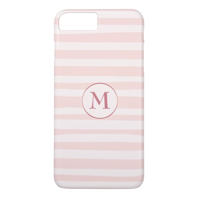 Rosa Streifen Rose Monogramm Personalisiert Case-Mate iPhone Hülle (Rückseite)