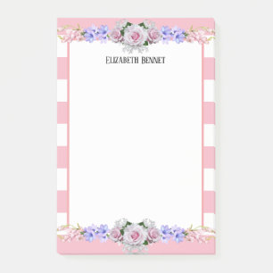 Rosa Streifen Rose Personalisierte Blumenbeete Post-it Klebezettel