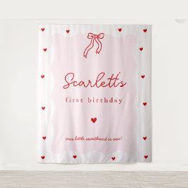 Rosa Streifen Rote Herzen Kleiner Schatz Geburtsta Wandteppich