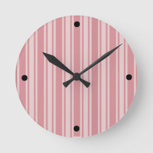Rosa Streifen Runde Wanduhr