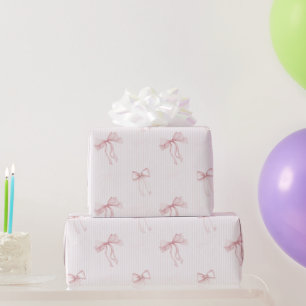 Rosa Streifen Schleifen Geburtstag Geschenkpapier