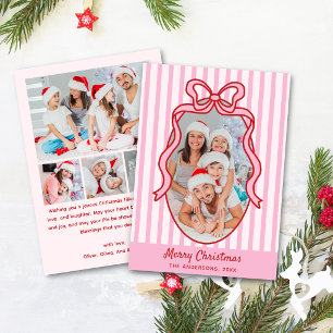 Rosa Streifen & Schleifenrahmen Weihnachten 5 Foto