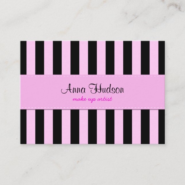 Rosa Streifen, schwarze Streifen, Streifenmuster Visitenkarte (Vorderseite)