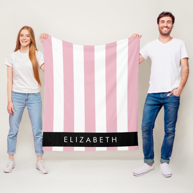 Rosa Streifen, Streifen, Linien, Ihr Name Fleecedecke (Beispiel)