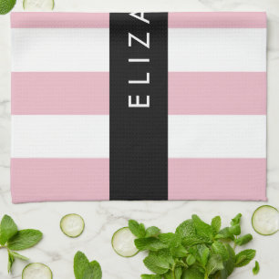 Rosa Streifen, Streifen, Linien, Ihr Name Geschirrtuch