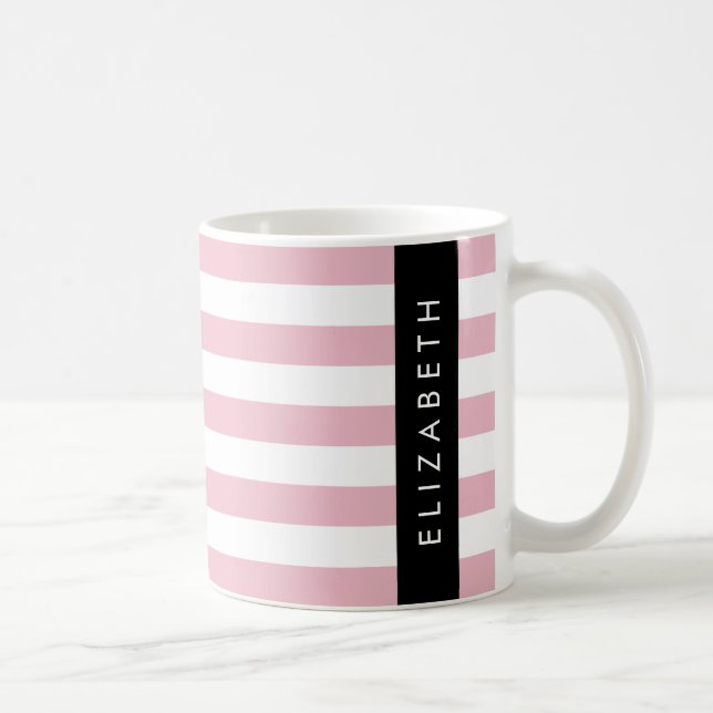 Rosa Streifen, Streifen, Linien, Ihr Name Kaffeetasse (Rechts)