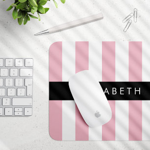 Rosa Streifen, Streifen, Linien, Ihr Name Mousepad