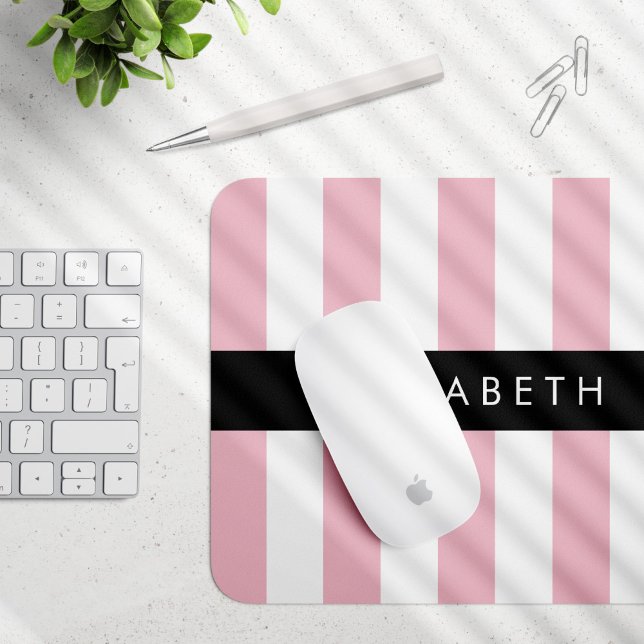 Rosa Streifen, Streifen, Linien, Ihr Name Mousepad (Von Creator hochgeladen)