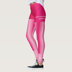 Rosa Streifen-Team-/Verein-Leggings mit Fake Leggings