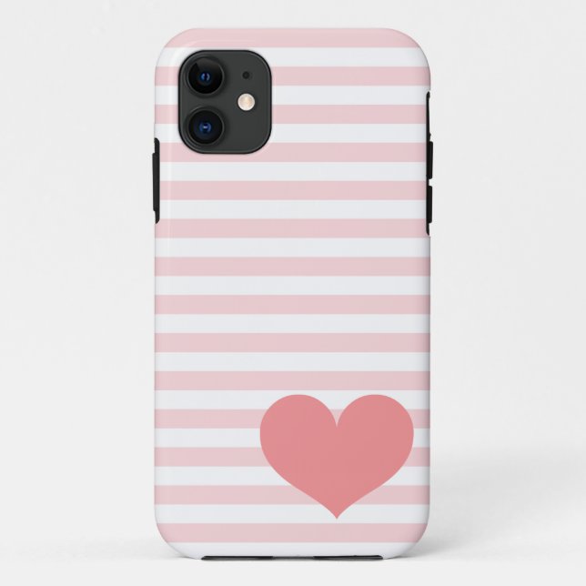 Rosa Streifen u. Herz Case-Mate iPhone Hülle (Rückseite)
