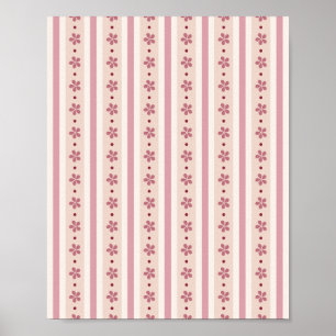 Rosa Streifen und Blume Poster