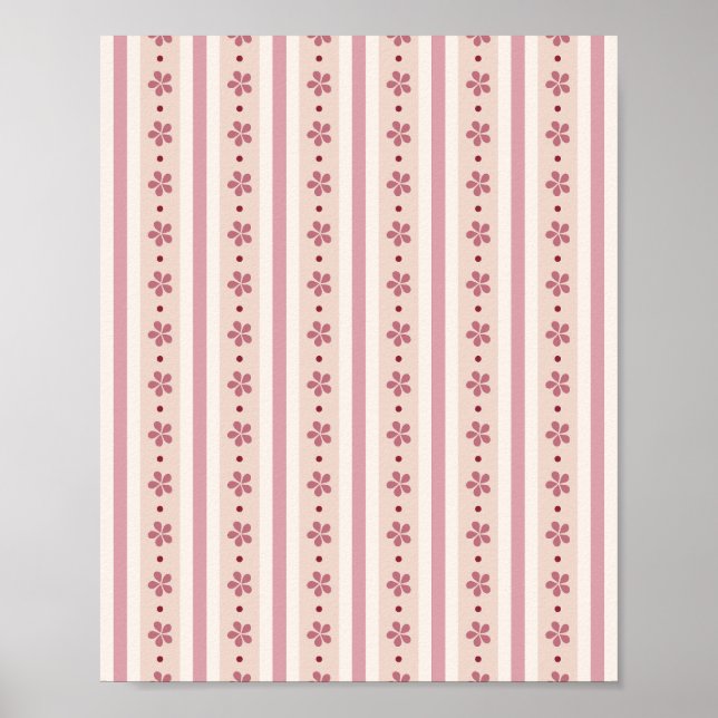 Rosa Streifen und Blume Poster (Vorne)