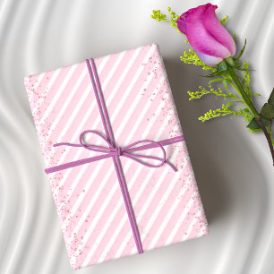 Rosa Streifen und Glitzer Elegante Geschenkpapier