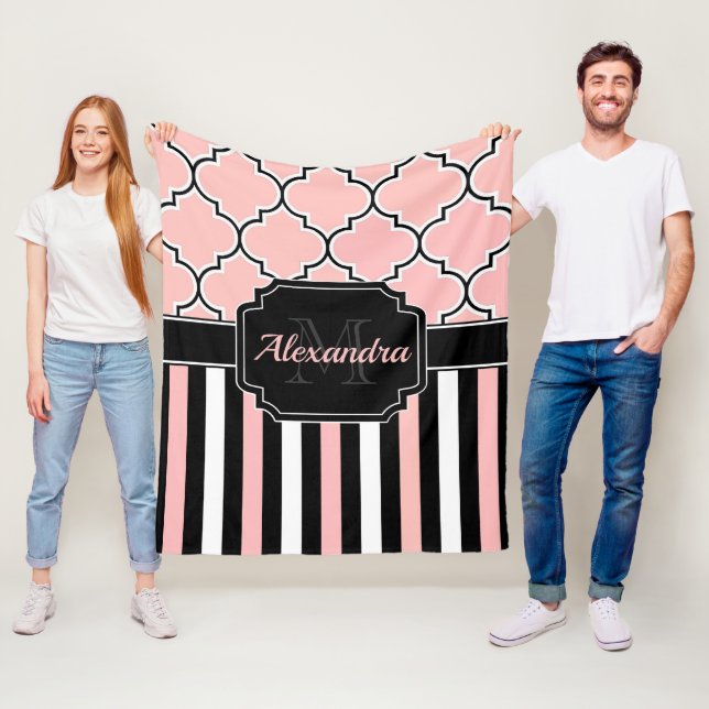 Rosa Streifen und Quatrefolie Fleecedecke (Beispiel)