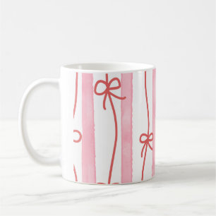 Rosa Streifen und rotes Band und Schleifen Kaffeetasse